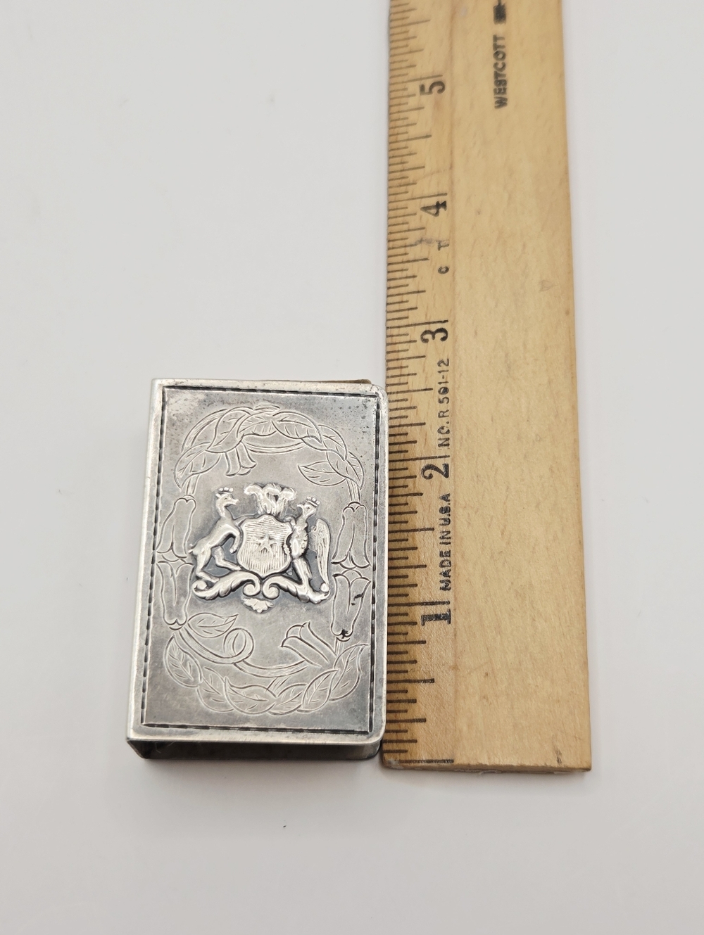 Vtg Silver 900 Fine Pictorial Everyday Life Match Holder With Vintage Matches - Picture 12 of 15